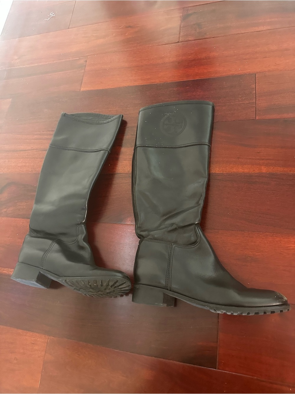Tory Burch Black Over-the-Knee Leather Boots